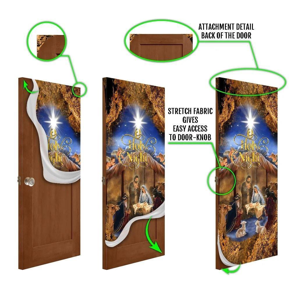 Christmas Silent Night Door Cover Jesus Is Born, Door Christmas Cover, Gift For Christian Christmas Silent Night Door Cover Jesus Is Born, Door Christmas Cover, Gift For Christian