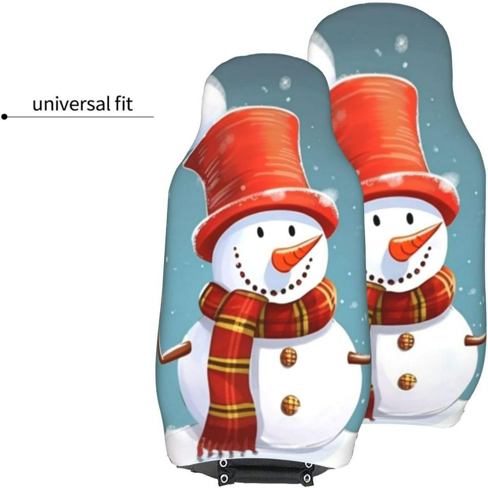 Christmas Snowman Print Car Seat Covers Vehicle Front Seat Covers, Christmas Car Seat Covers