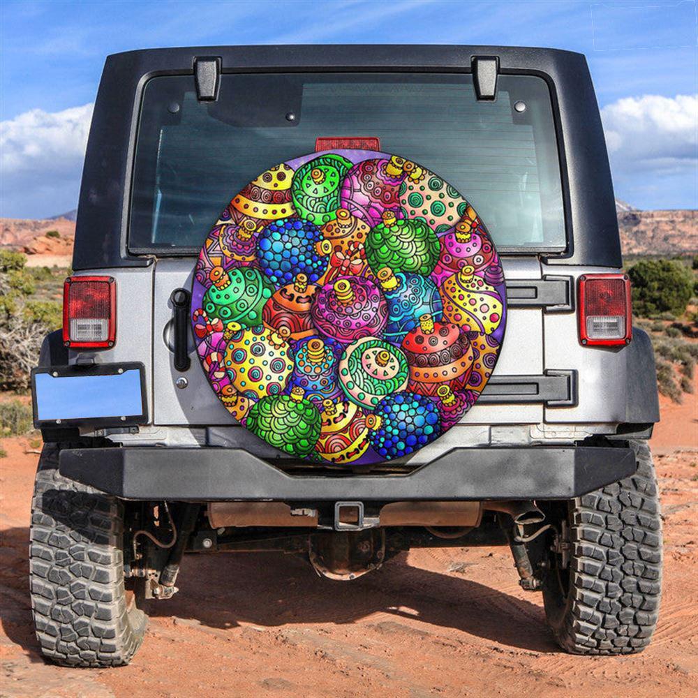 Christmas Tire Cover, Christmas Beads Hippie Art Tire Cover, Spare Tire Cover, Tire Covers For Cars