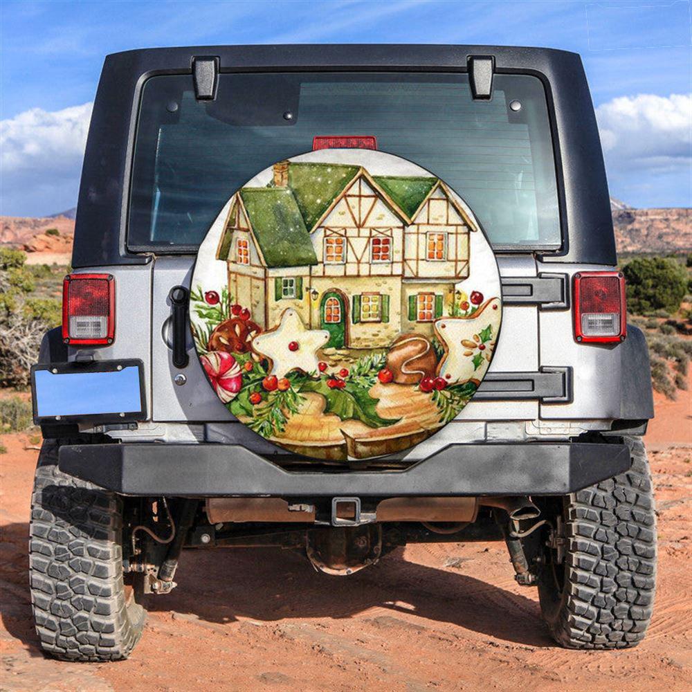 Christmas Tire Cover, Christmas Cookies House Tire Cover, Spare Tire Cover, Tire Covers For Cars