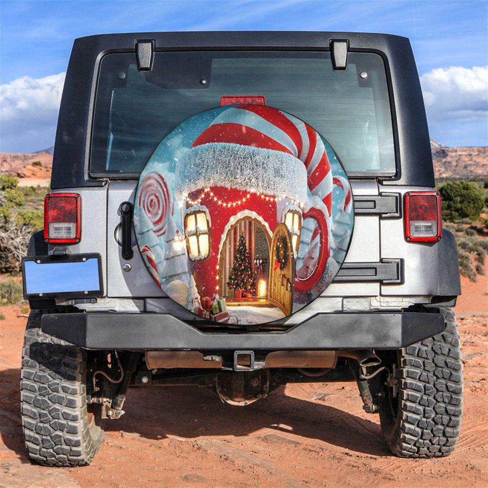 Christmas Tire Cover, Christmas Tea Pot House And Tree Tire Cover, Spare Tire Cover, Tire Covers For Cars