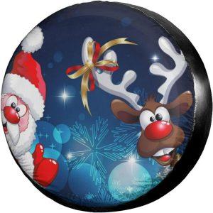 Christmas Tire Cover, Merry Christmas Santa Claus Deer Spare Tire Cover, Spare Tire Cover, Tire Covers For Cars