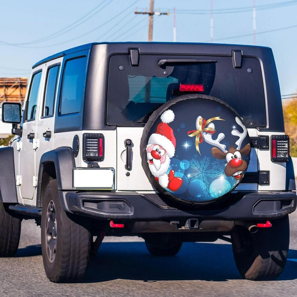 Christmas Tire Cover, Merry Christmas Santa Claus Deer Spare Tire Cover, Spare Tire Cover, Tire Covers For Cars