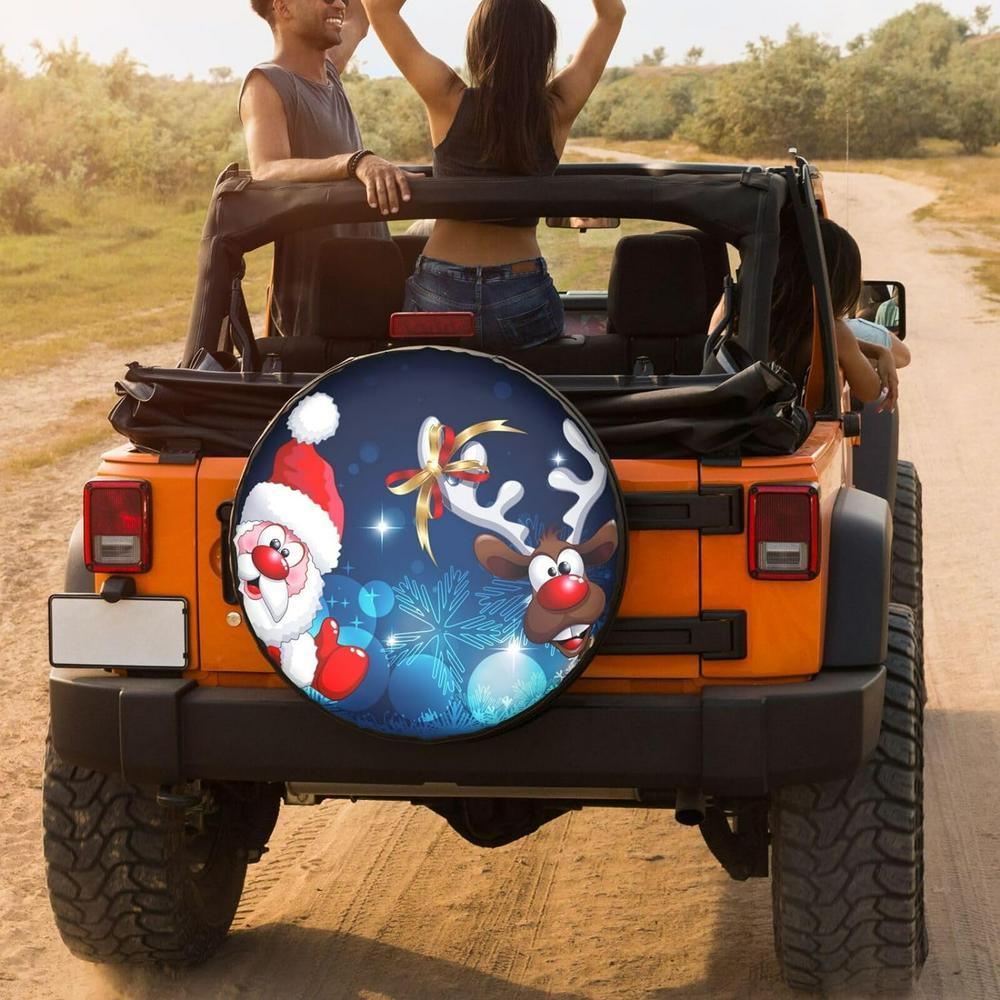 Christmas Tire Cover, Merry Christmas Santa Claus Deer Spare Tire Cover, Spare Tire Cover, Tire Covers For Cars