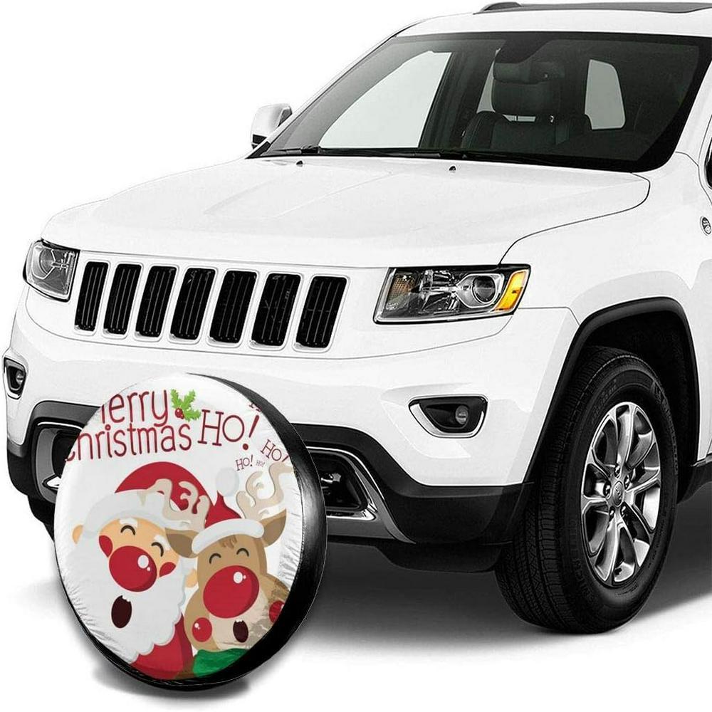 Christmas Tire Cover, Santa Claus And Reindeer Ho Ho Ho Spare Tire Cover, Spare Tire Cover, Tire Covers For Cars