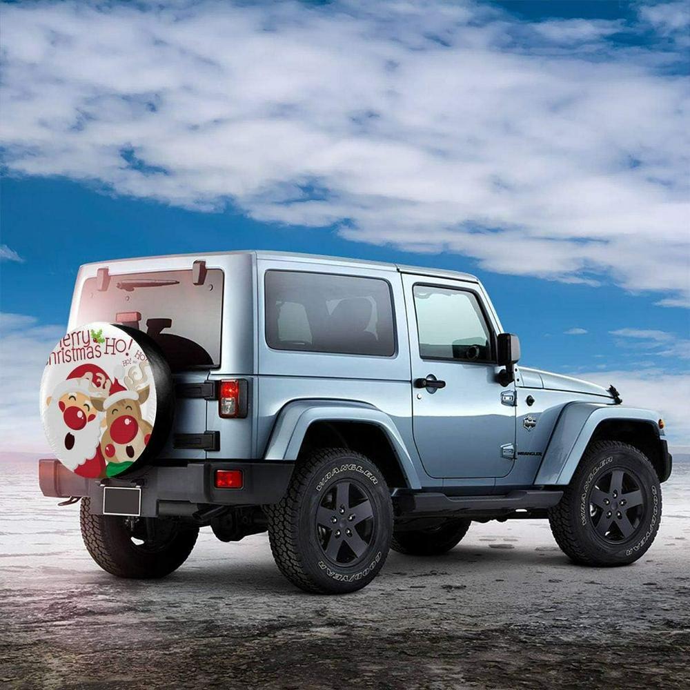 Christmas Tire Cover, Santa Claus And Reindeer Ho Ho Ho Spare Tire Cover, Spare Tire Cover, Tire Covers For Cars