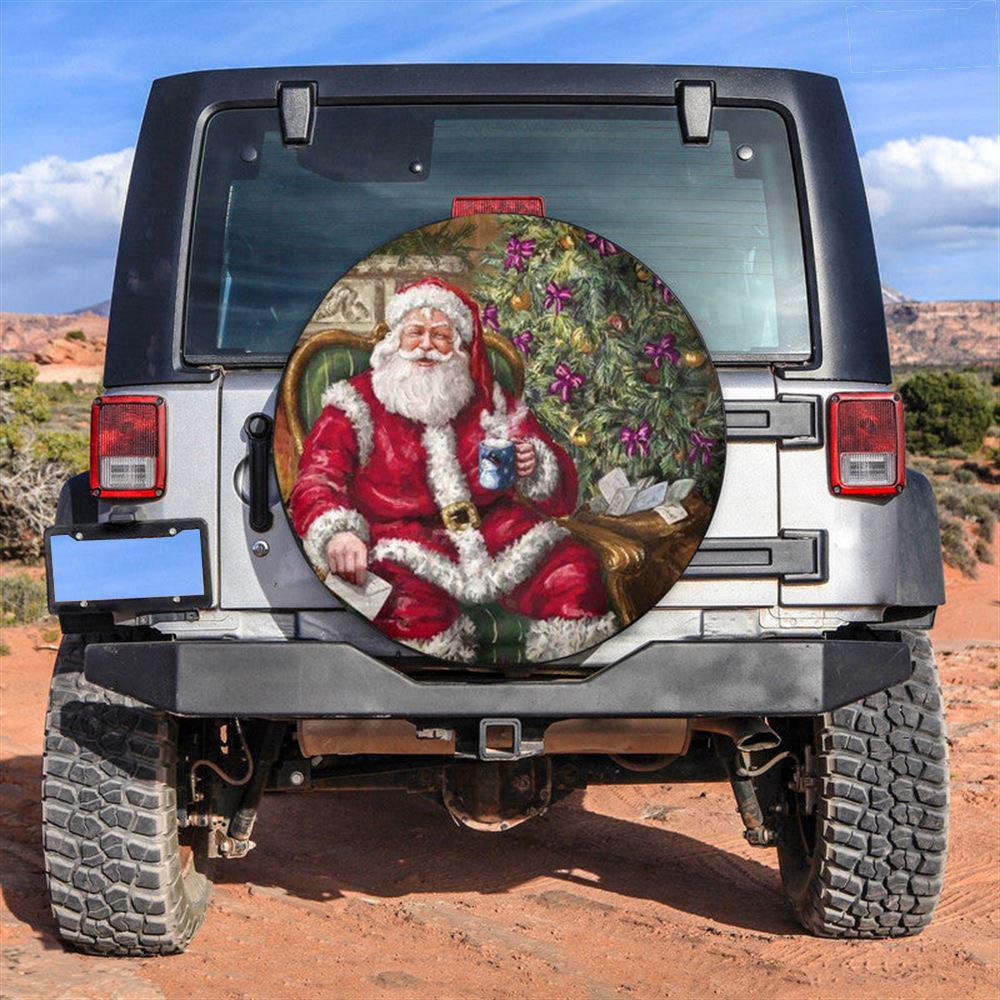 Christmas Tire Cover, Santa Claus Funny Art Xmas Tire Cover, Spare Tire Cover, Tire Covers For Cars