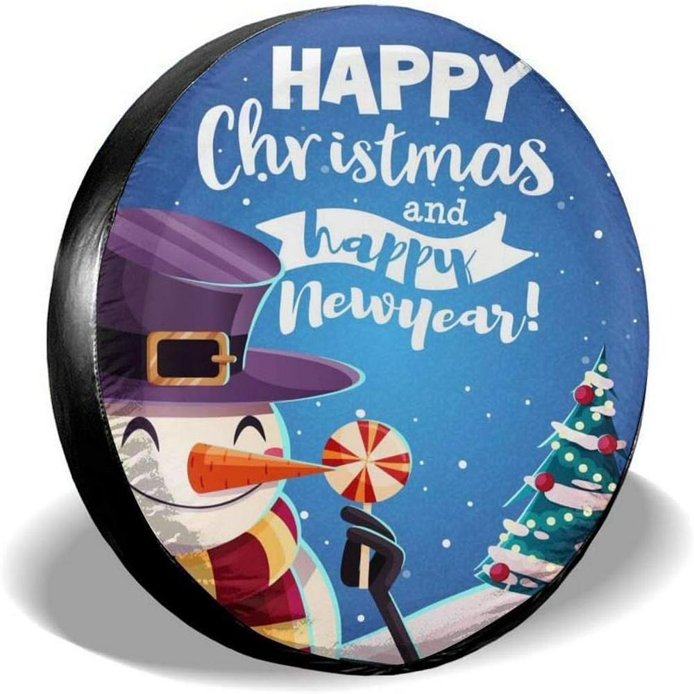 Christmas Tire Cover, Snowman Happy Christmas And Happy New Year Spare Tire Cover, Spare Tire Cover, Tire Covers For Cars