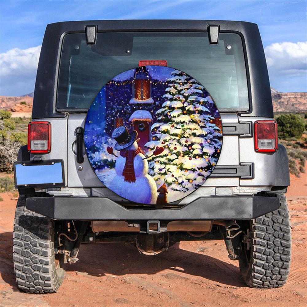 Christmas Tire Cover, Snowman Xmas Tree Tire Cover, Spare Tire Cover, Tire Covers For Cars