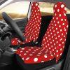 Christmas White Red Stripes Car Seat Covers Vehicle Front Seat Covers, Christmas Car Seat Covers