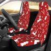 Christmas White Red Stripes Car Seat Covers Vehicle Front Seat Covers, Christmas Car Seat Covers
