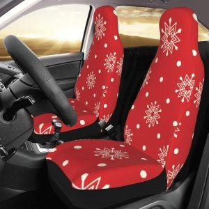 Christmas White Snowflakes Car Seat Covers Vehicle Front Seat Covers, Christmas Car Seat Covers