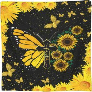Crosses Butterflies Sunflower Picture Christian Quilt Blanket,&hellip;
