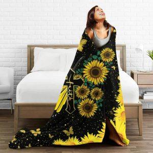 Crosses Butterflies Sunflower Picture Christian Quilt Blanket Christian Blanket Gift For Believers 2 eo5niw.jpg