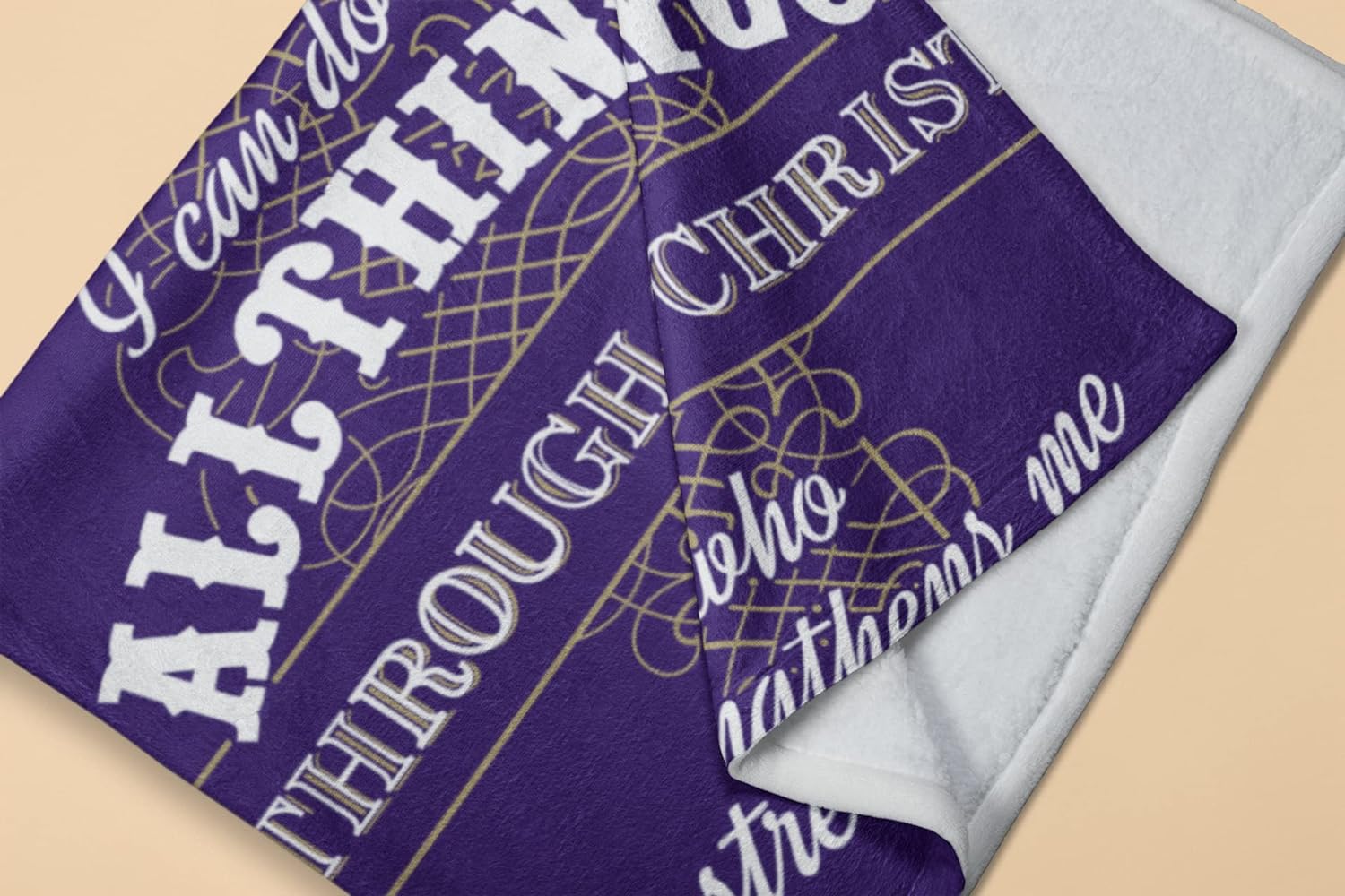 All Things Through Christ Who Strengthens Me Custom Name Christian Quilt Blanket, Christian Blanket Gift For Believers