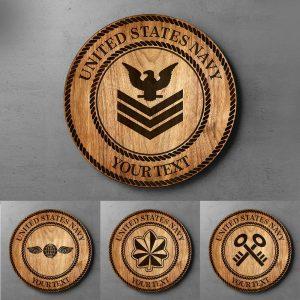 Custom Wood Sign, United States Navy Round&hellip;