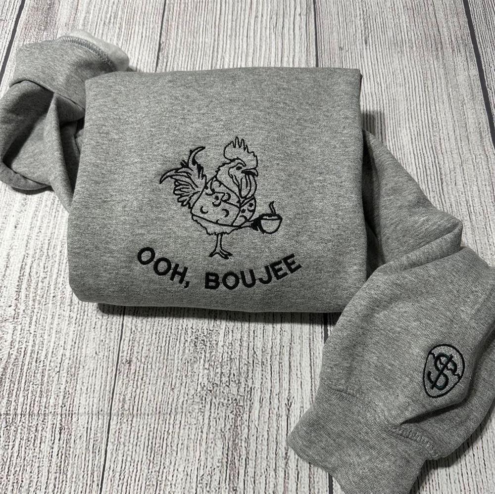 Embroidered Sweatshirts, Boujee Chicken Embroidered Sweatshirt, Women’s Embroidered Sweatshirts