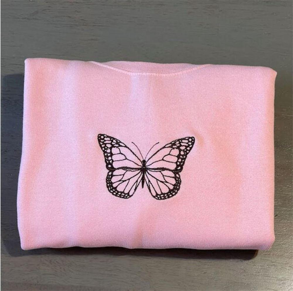 Embroidered Sweatshirts, Butterfly Embroidered Sweatshirt, Women’s Embroidered Sweatshirts