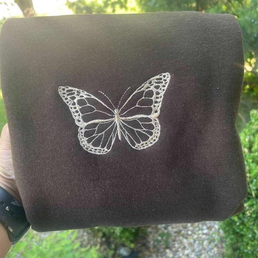 Embroidered Sweatshirts, Butterfly Embroidered Sweatshirt, Women’s Embroidered Sweatshirts