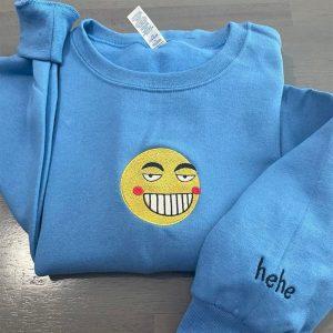 Embroidered Sweatshirts, Funny Smiley Face Embroidered Sweatshirt,&hellip;