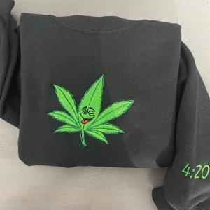 Embroidered Sweatshirts, Happy Weed Embroidered Sweatshirt, Women’s&hellip;