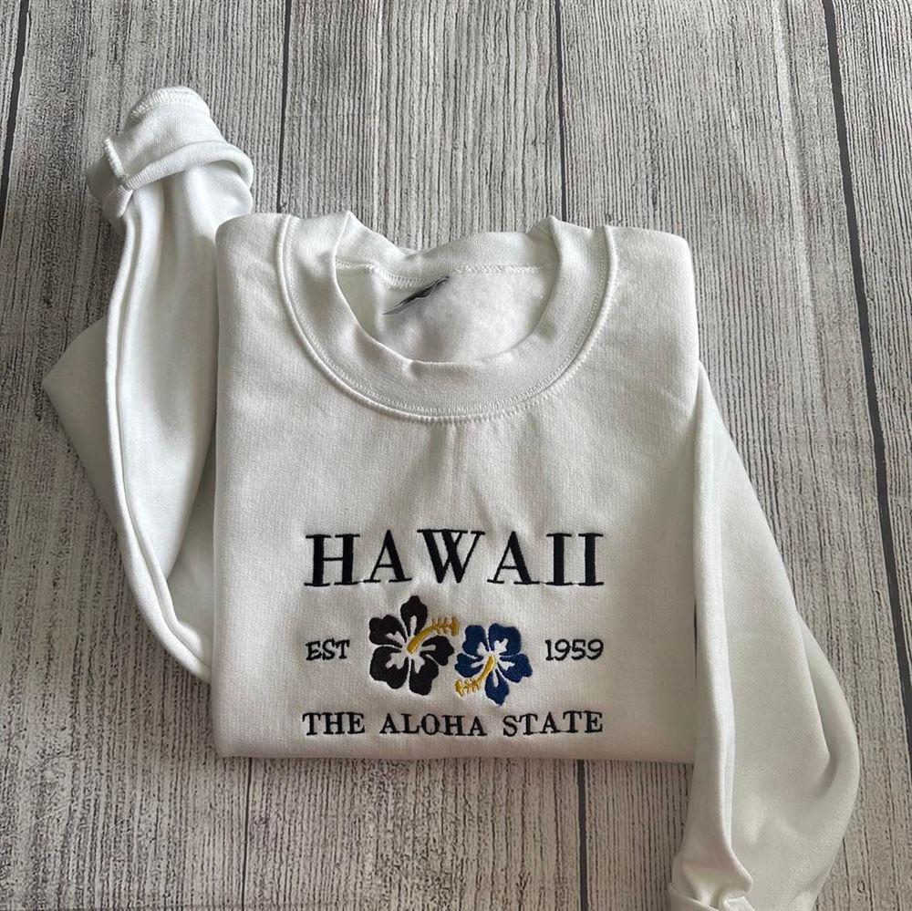 Embroidered Sweatshirts, Hawaii Aloha Embroidered Sweatshirt, Women’s Embroidered Sweatshirts