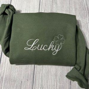 Embroidered Sweatshirts, Lucky Shamrock Embroidered Sweatshirt, Women’s&hellip;