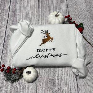 Embroidered Sweatshirts, Merry Christmas Embroidered Sweatshirt Christmas&hellip;