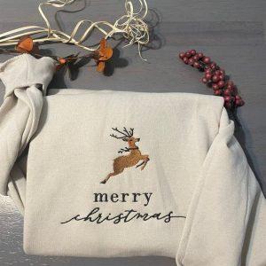 Embroidered Sweatshirts Merry Christmas Embroidered Sweatshirt Christmas Deer Sweatshirt Crewneck Women s Embroidered Sweatshirts 3 tlmhyt.jpg