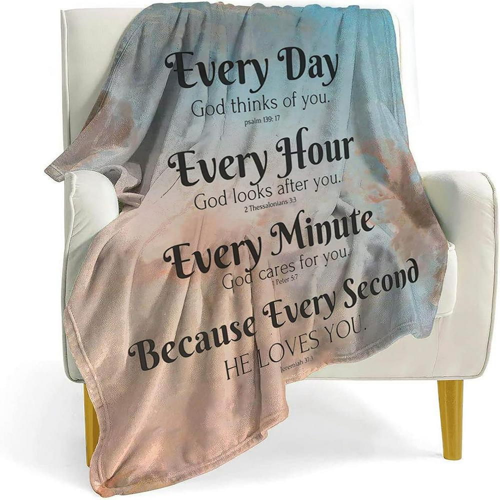 Every Hour Because Every Second he Loves You Christian Quilt Blanket, Christian Blanket Gift For Believers