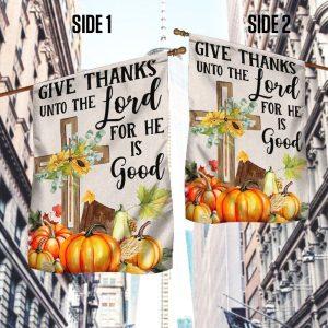 Fall Cross Sunflowers Pumpkins Give Thanks Unto&hellip;