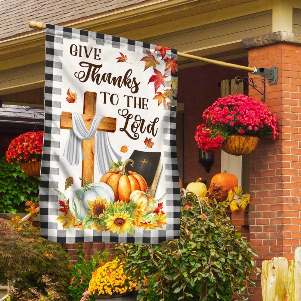 Fall Flag Give Thanks to The Lord Thanksgiving Flag – Thanksgiving Flag Outdoor Decoration