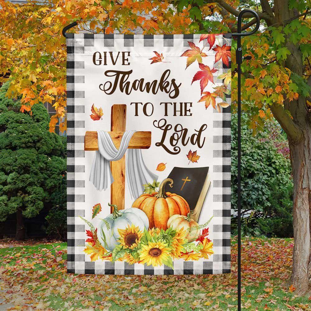 Fall Flag Give Thanks to The Lord Thanksgiving Flag – Thanksgiving Flag Outdoor Decoration