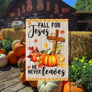 Fall Jesus Cross Flag Fall For Jesus He Never Leaves Thanksgiving Halloween Pumpkins Flag Thanksgiving Flag Outdoor Decoration 3 zztbxy.jpg