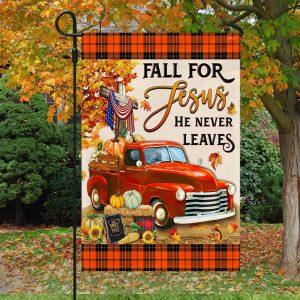 Fall Pumpkins Truck Flag Fall For Jesus He Never Leaves Halloween Thanksgiving Flag Thanksgiving Flag Outdoor Decoration 3 brxj0d.jpg