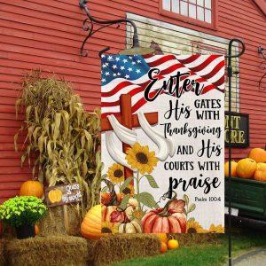 Fall Thanksgiving Flag Enter His Gates With&hellip;