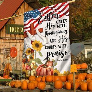 Fall Thanksgiving Flag Enter His Gates With&hellip;