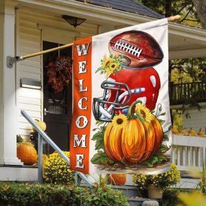 Football Fall Pumpkins Welcome Flag – Thanksgiving&hellip;