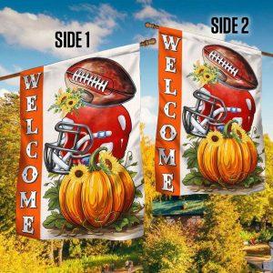 Football Fall Pumpkins Welcome Flag – Thanksgiving&hellip;