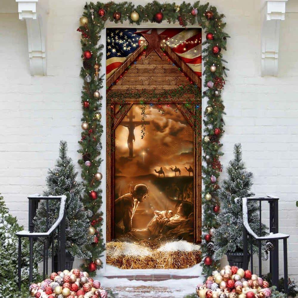 From The Manger To The Cross Door Cover, Jesus Door Cover, Christian Home Decor, Gift For Christian