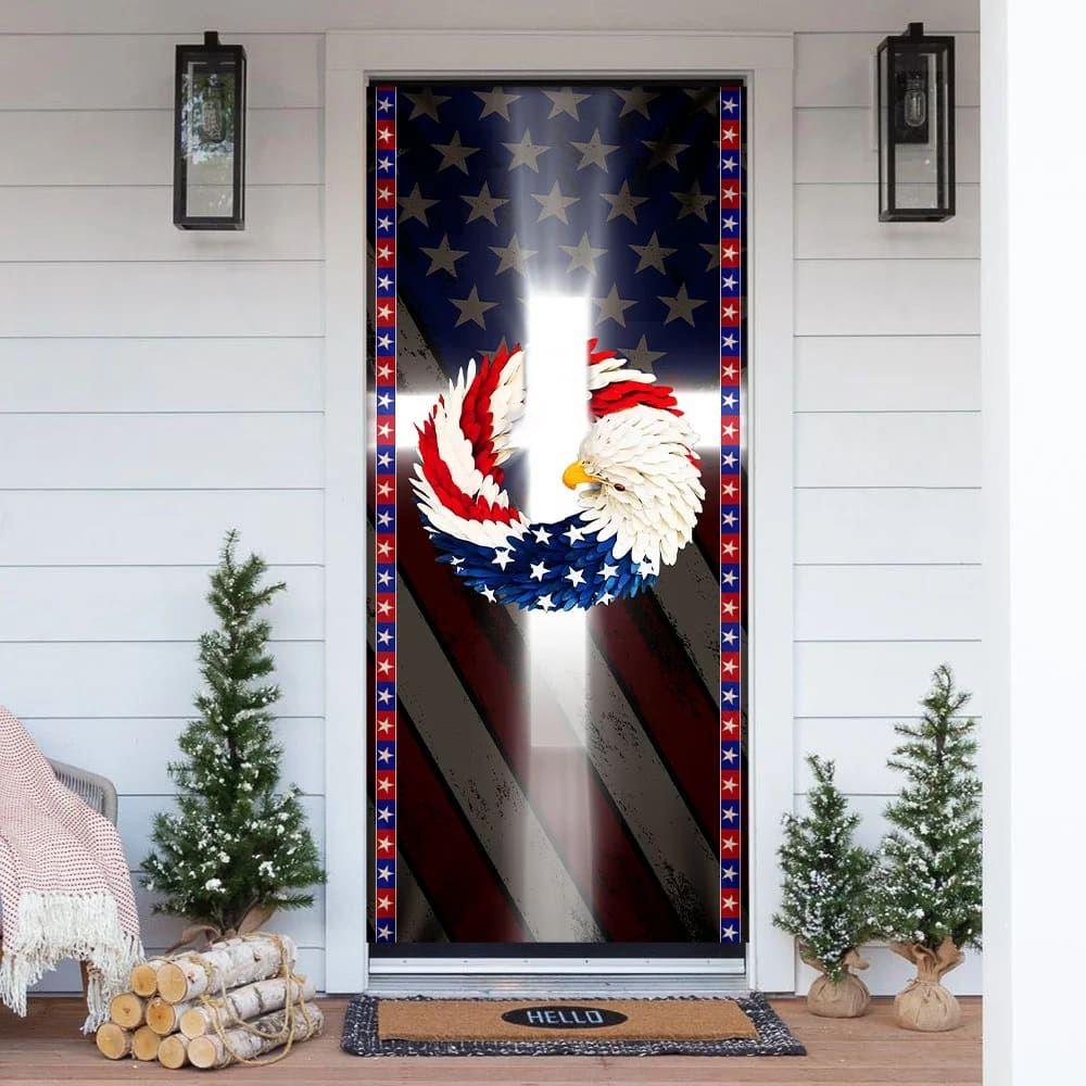 God Bless America Door Cover, Gift For Christian God Bless America Door Cover, Gift For Christian