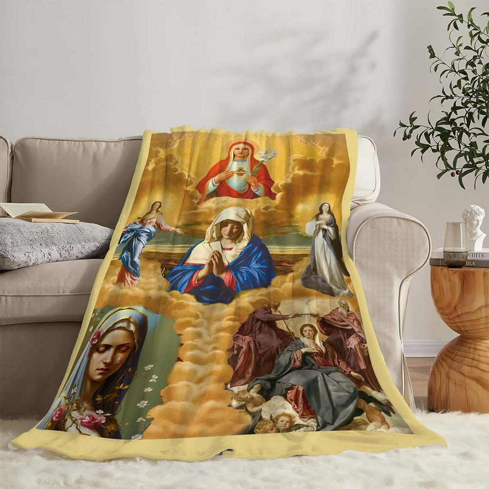 God Mother Picture Christian Quilt Blanket, Christian Blanket Gift For Believers