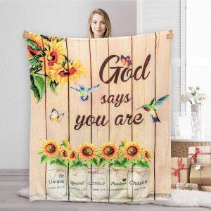 God Says You Are Christian Quilt Blanket,&hellip;