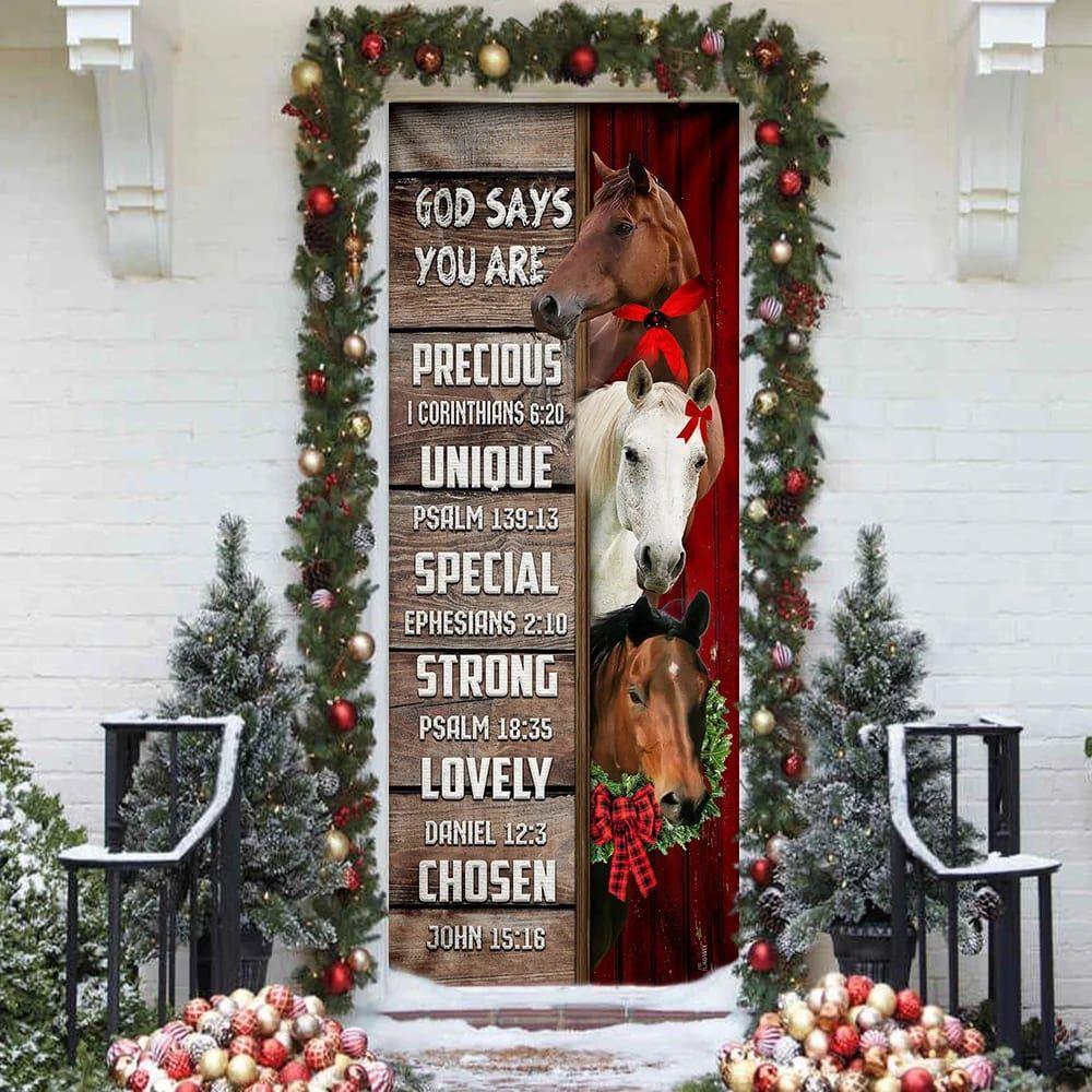 God Says You Are Horses Door Cover, Gift For Christian