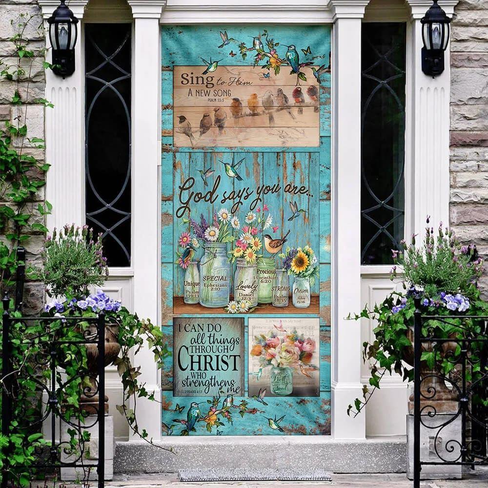 God Says You Are Hummingbird Door Cover, Gift For Christian