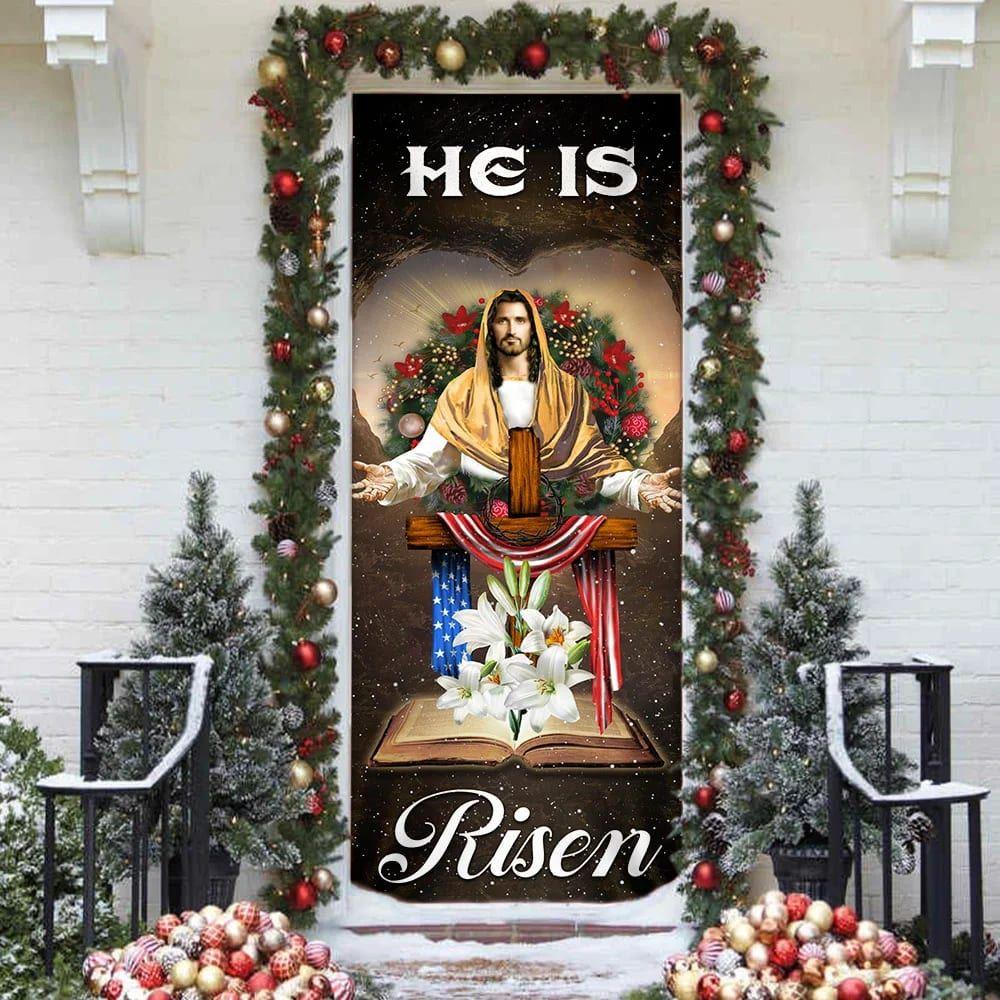 He Is Risen Jesus Christ Door Cover, Christian Home Decor, Gift For Christian