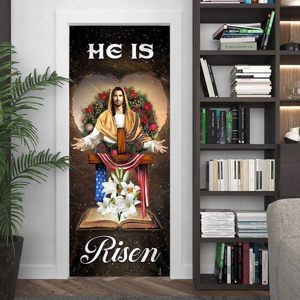 He Is Risen Jesus Christ Door Cover, Christian Home Decor, Gift For Christian