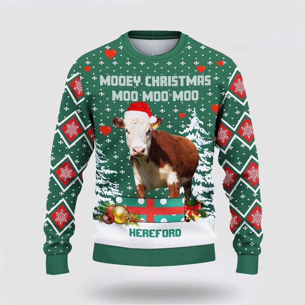 Hereford Green Merry Christmas Ugly Sweater, Gifts For Farmers, Rural Lovers