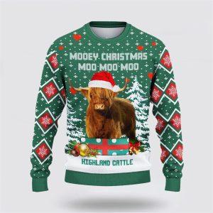 Highland Cattle Green Merry Christmas Ugly Sweater,&hellip;