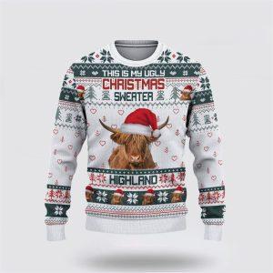 Highland Cattle Green Merry Christmas Ugly Sweater,&hellip;